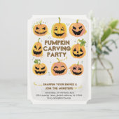 Pumpkin Carving Party Einladung (Stehend Vorderseite)