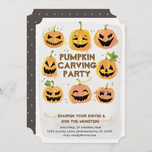 Pumpkin Carving Party Einladung (Vorne/Hinten)