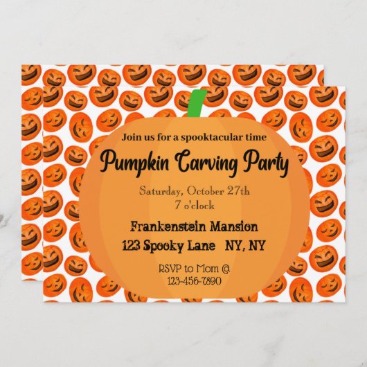 Pumpkin Carving Party Einladung (Vorne/Hinten)