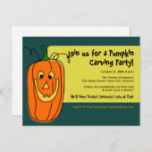 Pumpkin Carving Party Einladungspostkarte (Vorne/Hinten)