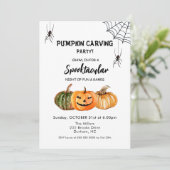 Pumpkin Carving Party Halloween Einladung (Stehend Vorderseite)