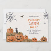 Pumpkin Carving Party Jack O'lantern Rustikal Einladung (Vorderseite)