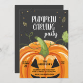 Pumpkin Carving Party Spooky Halloween Geburtstag Einladung (Vorne/Hinten)