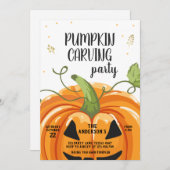 Pumpkin Carving Party Spooky Halloween Geburtstag Einladung (Vorne/Hinten)