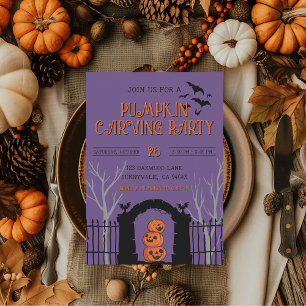 Pumpkin Carving Party Spooky Herbst Einladung