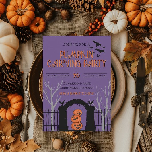 Pumpkin Carving Party Spooky Herbst Einladung