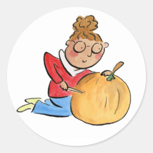 Pumpkin Carving Runder Aufkleber