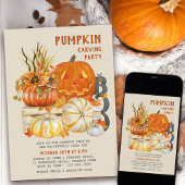 Pumpkin Carving Rustic Farmhouse Halloween-Party Einladung