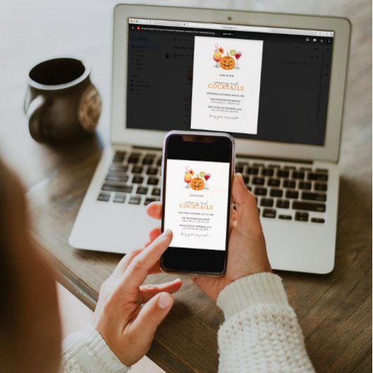 Pumpkin Carving und Cocktails Halloween Einladung