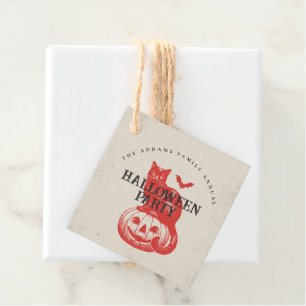Pumpkin Cat Bat Orange Vintages Halloween-Party Geschenkanhänger