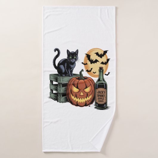 Pumpkin Cat Beer Halloween Badehandtuch (Badehandtuch)