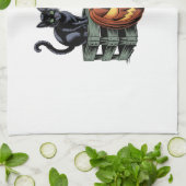 Pumpkin Cat Beer Halloween Geschirrtuch (Gefaltet)
