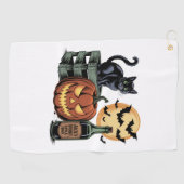 Pumpkin Cat Ber Halloween Golfhandtuch (Horizontal)