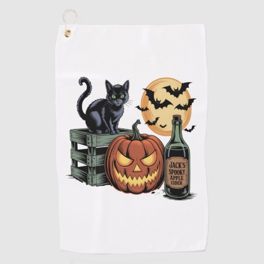 Pumpkin Cat Ber Halloween Golfhandtuch (Vorderseite)