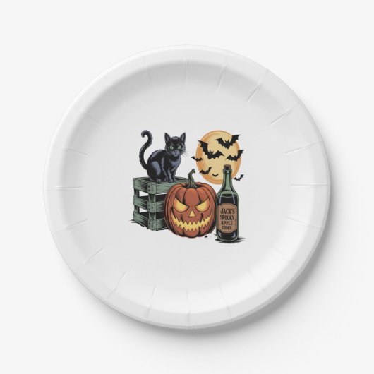 Pumpkin Cat Ber Halloween Pappteller (Vorderseite)