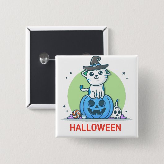 Pumpkin Cat Button (Vorne & Hinten)