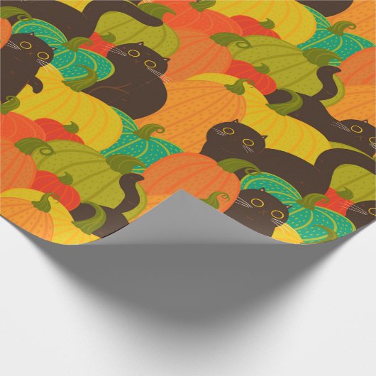 Pumpkin Cats Wrapping Paper Geschenkpapier (Ecke)
