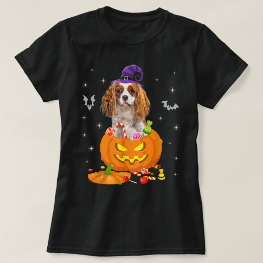 Pumpkin Cavalier King Charles Spaniel Halloween Ha T-Shirt (Design vorne)