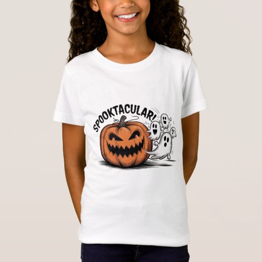 Pumpkin Chasing Ghosts Spooky Halloween T-Shirt (Vorderseite)