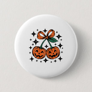 Pumpkin Cherries Bow Halloween Pumpkin Cherries Co Button