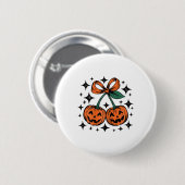 Pumpkin Cherries Bow Halloween Pumpkin Cherries Co Button (Vorne & Hinten)