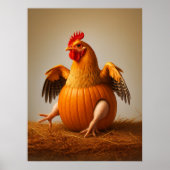 Pumpkin Chicken Art, Funny Chicken Wall Art Poster (Vorne)