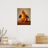 Pumpkin Chicken Art, Funny Chicken Wall Art Poster (Küche)