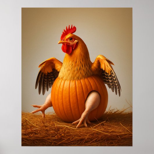 Pumpkin Chicken Art, Funny Chicken Wall Art Poster (Vorne)