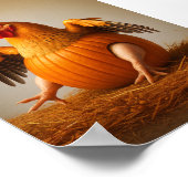 Pumpkin Chicken Art, Funny Chicken Wall Art Poster (Ecke)