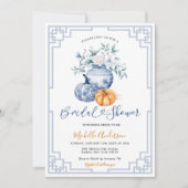 Pumpkin Chinoiserie White Floral Jar Brautparty Einladung (Vorderseite)