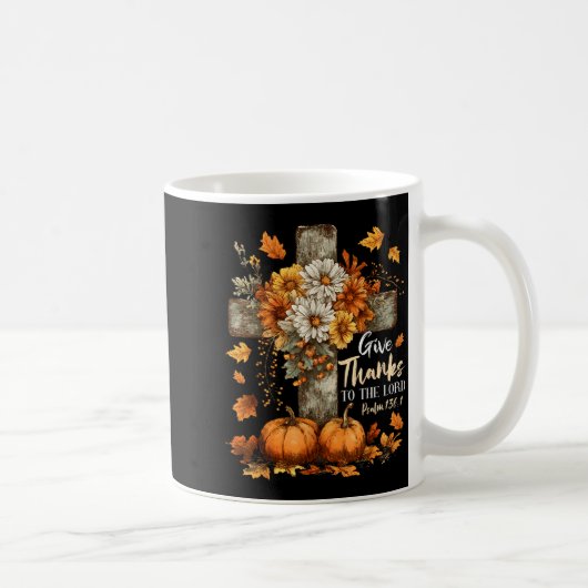 Pumpkin Christian Give Thanks To The Lord Floral F Kaffeetasse (Rechts)