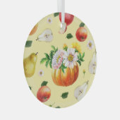 Pumpkin, Chrysanthemum: Herbstfruchtillustrierung. Ornament Aus Glas (Vorderseite Rechts)