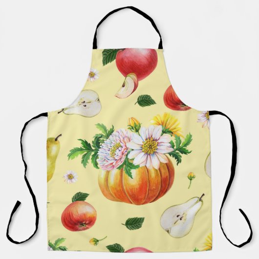 Pumpkin, Chrysanthemum: Herbstfruchtillustrierung. Schürze (Vorderseite)
