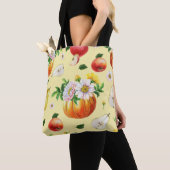 Pumpkin, Chrysanthemum: Herbstfruchtillustrierung. Tasche (Von Nahem)