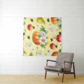 Pumpkin, Chrysanthemum: Herbstfruchtillustrierung. Wandteppich (Beispiel (Horizontal))