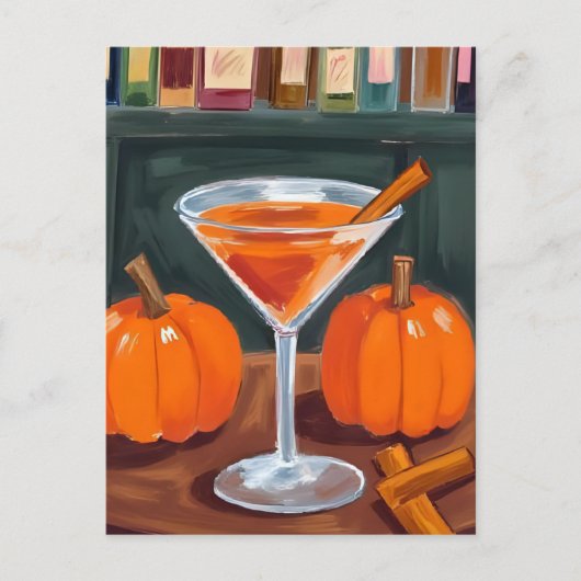 Pumpkin Cinnamon Martini Fall Watercolor Postkarte (Vorderseite)