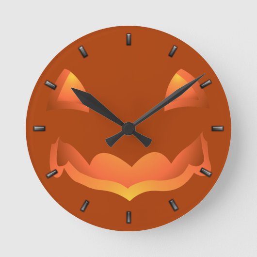 Pumpkin Clock Halloween Jack-O-Lantern Wall Clock Runde Wanduhr (Vorderseite)