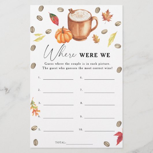 Pumpkin Coffee Brautparty Wo waren wir? (Vorderseite)