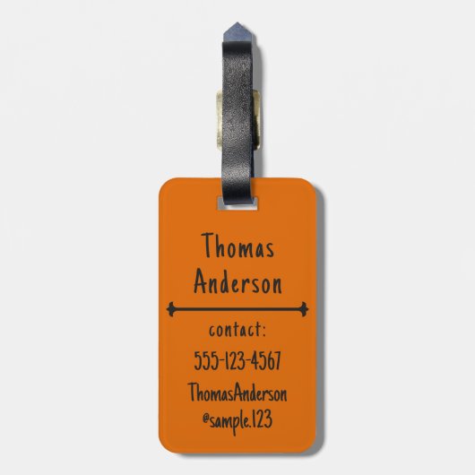 Pumpkin Color Pattern in Orange Gepäckanhänger (Rückseite vertikal)