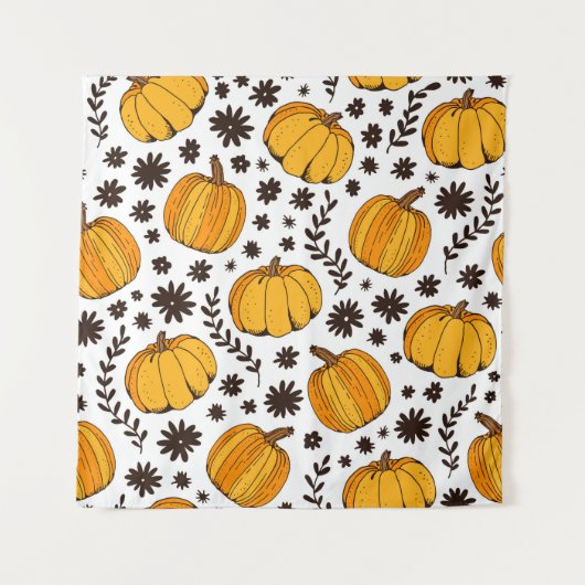 Pumpkin color seamless pattern, hand drawn squash wandteppich (Vorderseite)