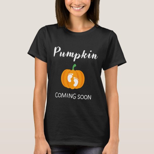 Pumpkin Coming Schwangerschaft Ankündigung Hallowe T-Shirt (Vorderseite)