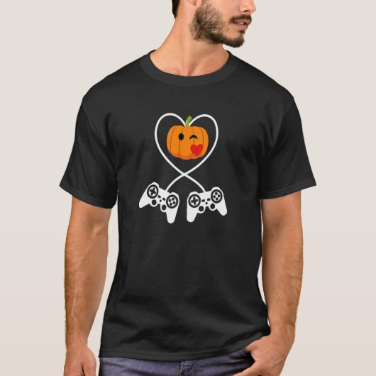 Pumpkin Controller Halloween Gamer T-Shirt (Vorderseite)