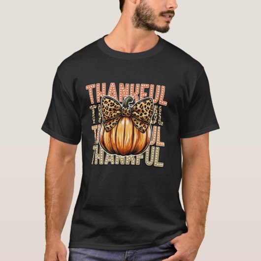 Pumpkin Coquette Bow dankbar Dankbarkeit Thanksgiv T-Shirt (Vorderseite)