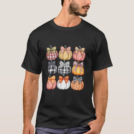 Pumpkin Coquette Bow Fall Halloween Kostüm Spooky T-Shirt (Vorderseite)