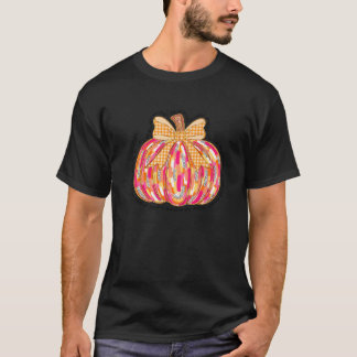 Pumpkin Coquette Trendy Ästhetik Cosy Vibes Karo T-Shirt