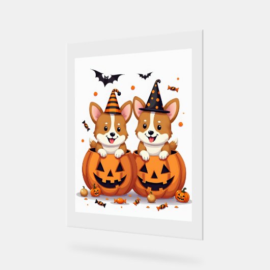 Pumpkin Corgi Party Acrylschild (Winkel)