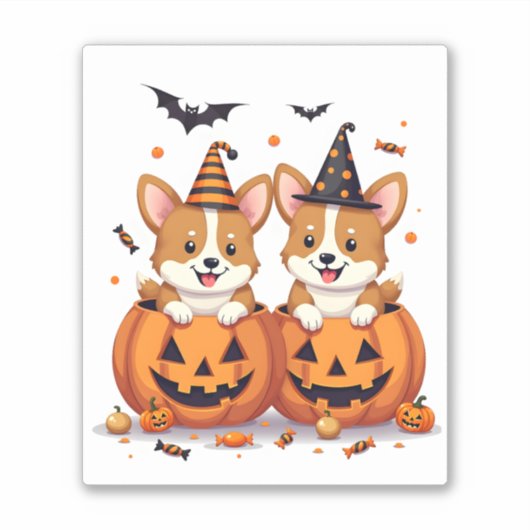Pumpkin Corgi Party Aufkleber (Vorderseite)