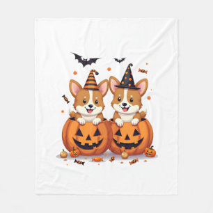 Pumpkin Corgi Party Fleecedecke