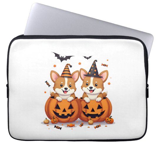Pumpkin Corgi Party Laptopschutzhülle (Vorderseite)