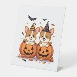 Pumpkin Corgi Party Sockelschild